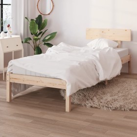 Estructura de cama madera maciza de pino 100x200 cm de vidaXL, Camas y somieres - Ref: Foro24-810137, Precio: 62,04 €, Descue...