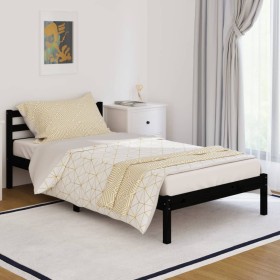 Solid black pine wood bed frame 100x200 cm by vidaXL, Beds and slatted bases - Ref: Foro24-810424, Price: 93,99 €, Discount: %