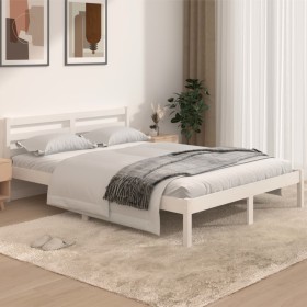 Solid white pine wood bed frame 140x190 cm by vidaXL, Beds and slatted bases - Ref: Foro24-810411, Price: 95,97 €, Discount: %