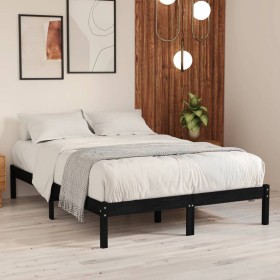 Black solid wood bed frame 120x190 cm by vidaXL, Beds and slatted bases - Ref: Foro24-809991, Price: 119,94 €, Discount: %