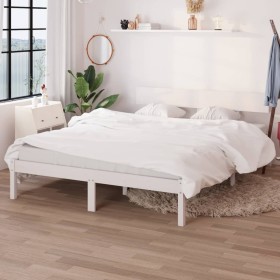 Solid white pine wood bed frame 150x200 cm by vidaXL, Beds and slatted bases - Ref: Foro24-810153, Price: 113,99 €, Discount: %