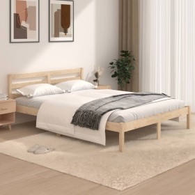 Solid pine wood bed frame 120x190 cm by vidaXL, Beds and slatted bases - Ref: Foro24-810400, Price: 87,69 €, Discount: %