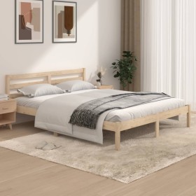 Estructura de cama madera maciza de pino 150x200 cm de vidaXL, Camas y somieres - Ref: Foro24-810435, Precio: 102,99 €, Descu...