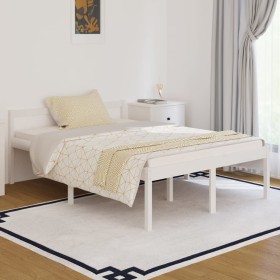 Cama para personas mayores madera maciza pino blanca 140x190 cm de vidaXL, Camas y somieres - Ref: Foro24-810595, Precio: 127...