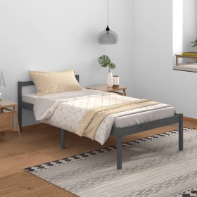 Cama para personas mayores madera maciza pino gris 100x200 cm de vidaXL, Camas y somieres - Ref: Foro24-810606, Precio: 87,99...