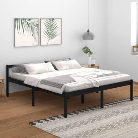 Estructura de cama madera maciza de pino negro 180x200 cm de vidaXL, Camas y somieres - Ref: Foro24-810633, Precio: 122,99 €,...