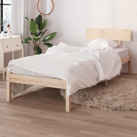 Solid pine wood bed frame 90x190 cm by vidaXL, Beds and slatted bases - Ref: Foro24-810112, Price: 63,67 €, Discount: %