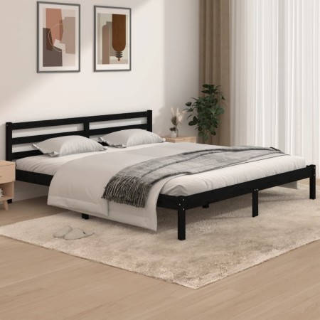 Estructura de cama madera maciza de pino negro 180x200 cm de vidaXL, Camas y somieres - Ref: Foro24-810449, Precio: 121,57 €,...