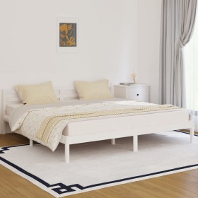 Solid white pine wood bed frame 200x200 cm by vidaXL, Beds and slatted bases - Ref: Foro24-810451, Price: 95,99 €, Discount: %