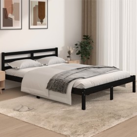 Solid black pine wood bed frame 140x190 cm by vidaXL, Beds and slatted bases - Ref: Foro24-810414, Price: 122,99 €, Discount: %