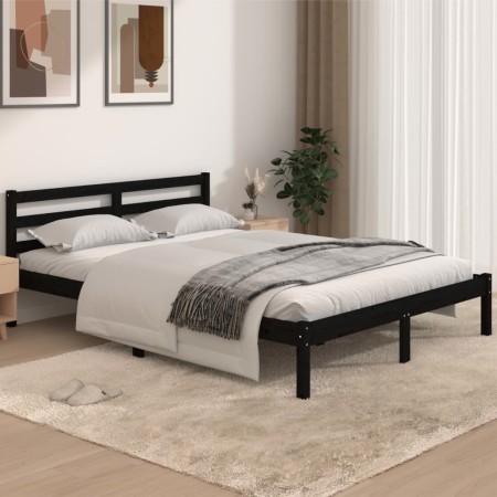 Estructura de cama madera maciza de pino negro 140x190 cm de vidaXL, Camas y somieres - Ref: Foro24-810414, Precio: 122,15 €,...