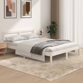 Solid white pine wood bed frame 135x190 cm by vidaXL, Beds and slatted bases - Ref: Foro24-810406, Price: 95,95 €, Discount: %