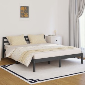 Estructura de cama madera maciza de pino gris 160x200 cm de vidaXL, Camas y somieres - Ref: Foro24-810442, Precio: 91,99 €, D...