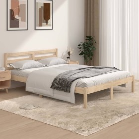 Estructura de cama madera maciza de pino 135x190 cm de vidaXL, Camas y somieres - Ref: Foro24-810405, Precio: 88,04 €, Descue...