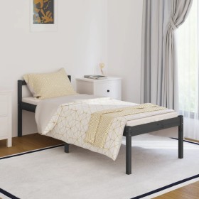 Solid gray pine wood bed frame 90x200 cm by vidaXL, Beds and slatted bases - Ref: Foro24-810601, Price: 77,95 €, Discount: %