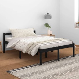 Estructura de cama madera maciza de pino negra 140x200 cm de vidaXL, Camas y somieres - Ref: Foro24-810618, Precio: 102,99 €,...