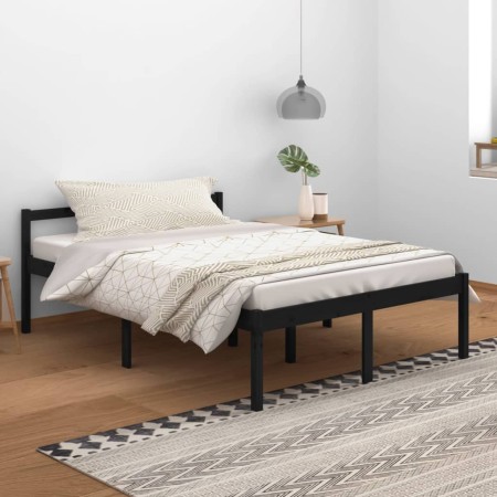 Solid black pine wood bed frame 140x200 cm by vidaXL, Beds and slatted bases - Ref: Foro24-810618, Price: 102,40 €, Discount: %