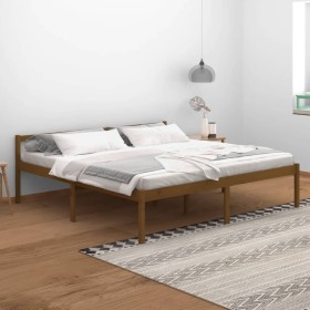 Elderly bed solid honey brown pine wood 200x200 cm by vidaXL, Beds and slatted bases - Ref: Foro24-810637, Price: 133,58 €, D...