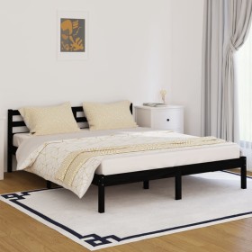 Estructura de cama madera maciza de pino negro 160x200 cm de vidaXL, Camas y somieres - Ref: Foro24-810444, Precio: 117,99 €,...