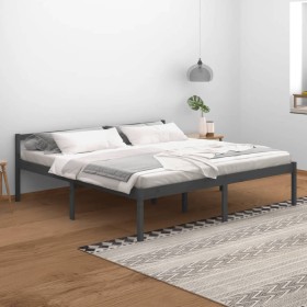 Bed for seniors solid gray pine wood 200x200 cm by vidaXL, Beds and slatted bases - Ref: Foro24-810636, Price: 137,93 €, Disc...