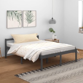 Bed for seniors solid gray pine wood 150x200 cm by vidaXL, Beds and slatted bases - Ref: Foro24-810621, Price: 121,31 €, Disc...