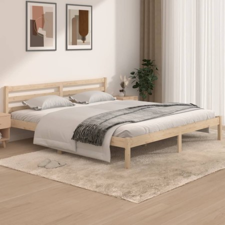 Solid pine wood bed frame 180x200 cm by vidaXL, Beds and slatted bases - Ref: Foro24-810445, Price: 118,92 €, Discount: %