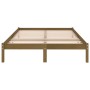 Estructura de cama doble madera maciza marrón miel 135x190 cm de vidaXL, Camas y somieres - Ref: Foro24-809995, Precio: 96,63...