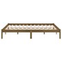 Estructura de cama doble madera maciza marrón miel 135x190 cm de vidaXL, Camas y somieres - Ref: Foro24-809995, Precio: 96,63...