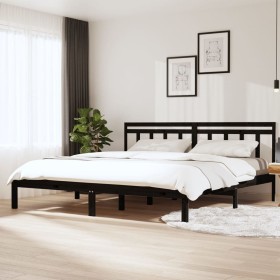 Solid black pine wood bed frame 200x200 cm by vidaXL, Beds and slatted bases - Ref: Foro24-3100613, Price: 149,99 €, Discount: %