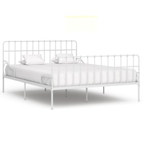 Bed frame with white metal slatted base 200x200 cm by vidaXL, Beds and slatted bases - Ref: Foro24-284607, Price: 142,99 €, D...