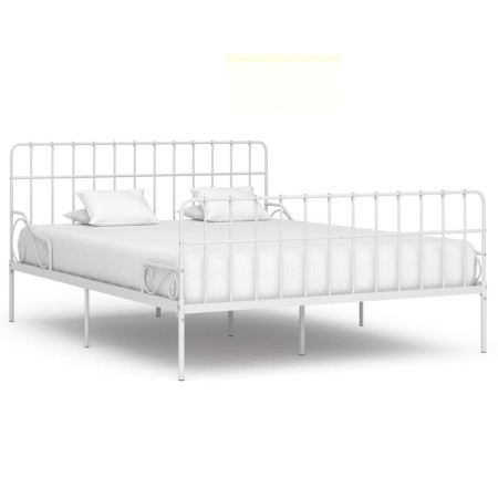 Estructura de cama con somier metal blanco 200x200 cm de vidaXL, Camas y somieres - Ref: Foro24-284607, Precio: 134,73 €, Des...