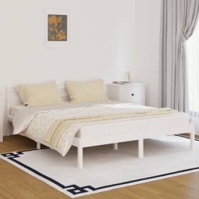 Solid white pine wood bed frame 160x200 cm by vidaXL, Beds and slatted bases - Ref: Foro24-810441, Price: 102,49 €, Discount: %