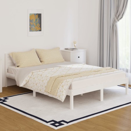 Estructura de cama madera maciza de pino blanco 140x200 cm de vidaXL, Camas y somieres - Ref: Foro24-810431, Precio: 92,99 €,...