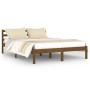 Estructura de cama madera maciza de pino marrón miel 140x200 cm de vidaXL, Camas y somieres - Ref: Foro24-810433, Precio: 114...