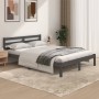 Solid gray pine wood bed frame 135x190 cm by vidaXL, Beds and slatted bases - Ref: Foro24-810407, Price: 125,25 €, Discount: %