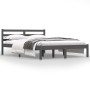 Solid gray pine wood bed frame 135x190 cm by vidaXL, Beds and slatted bases - Ref: Foro24-810407, Price: 125,25 €, Discount: %