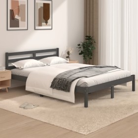 Gray pine solid wood bed frame 120x190 cm by vidaXL, Beds and slatted bases - Ref: Foro24-810402, Price: 118,99 €, Discount: %