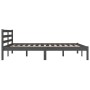 Solid gray pine wood bed frame 135x190 cm by vidaXL, Beds and slatted bases - Ref: Foro24-810407, Price: 125,25 €, Discount: %