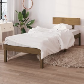 Estructura de cama madera maciza pino marrón miel 90x200 cm de vidaXL, Camas y somieres - Ref: Foro24-810135, Precio: 74,83 €...