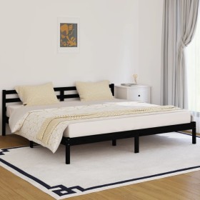 Estructura de cama madera maciza de pino negro 200x200 cm de vidaXL, Camas y somieres - Ref: Foro24-810454, Precio: 101,91 €,...