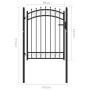 Puerta de valla con picos acero negro 100x125 cm de vidaXL, Puertas de jardín - Ref: Foro24-146379, Precio: 168,99 €, Descuen...