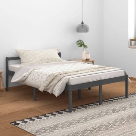 Bed for seniors solid gray pine wood 140x200 cm by vidaXL, Beds and slatted bases - Ref: Foro24-810616, Price: 104,99 €, Disc...