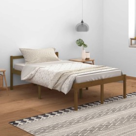 Honey brown pine solid wood bed frame 120x200 cm by vidaXL, Beds and slatted bases - Ref: Foro24-810612, Price: 101,99 €, Dis...