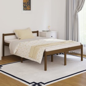 Bed for seniors solid brown pine wood 140x190 cm by vidaXL, Beds and slatted bases - Ref: Foro24-810597, Price: 116,39 €, Dis...