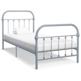 Gray metal bed frame 90x200 cm by vidaXL, Beds and slatted bases - Ref: Foro24-284504, Price: 99,47 €, Discount: %