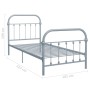 Gray metal bed frame 90x200 cm by vidaXL, Beds and slatted bases - Ref: Foro24-284504, Price: 118,64 €, Discount: %