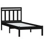 Black solid wood single bed frame 90x190 cm by vidaXL, Beds and slatted bases - Ref: Foro24-3100558, Price: 120,12 €, Discoun...