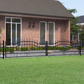 Black coated steel spear point fence gate 406x120cm by vidaXL, garden gates - Ref: Foro24-151099, Price: 446,99 €, Discount: %