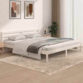 Estructura de cama madera maciza de pino blanco 180x200 cm de vidaXL, Camas y somieres - Ref: Foro24-810446, Precio: 110,09 €...