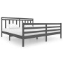 Gray solid wood bed frame 200x200 cm by vidaXL, Beds and slatted bases - Ref: Foro24-3100676, Price: 167,99 €, Discount: %